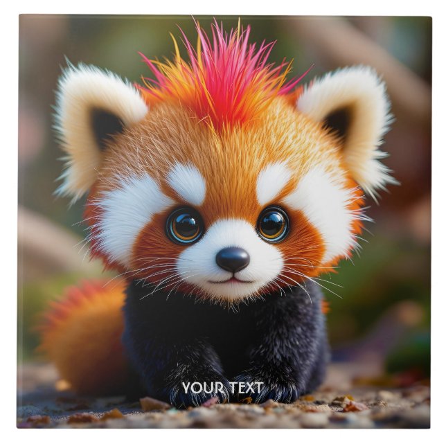 Fantasy Cute Panda Red Hai Ceramic Tile (Front)