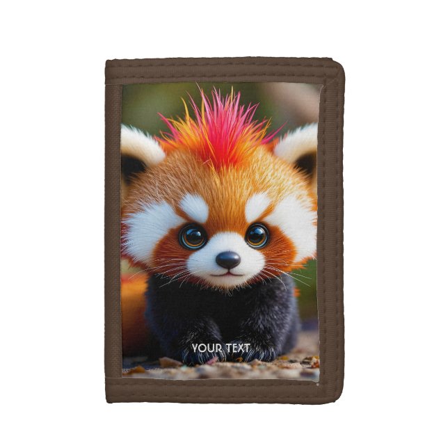 Fantasy Cute Panda Red Hai Tri-fold Wallet (Front Vertical)