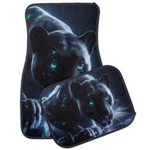 Fantasy Cute Panther Drinking Water Car Floor Mat