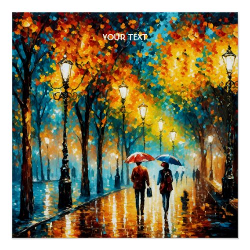 Fantasy Cute Park Autumn Rain Poster