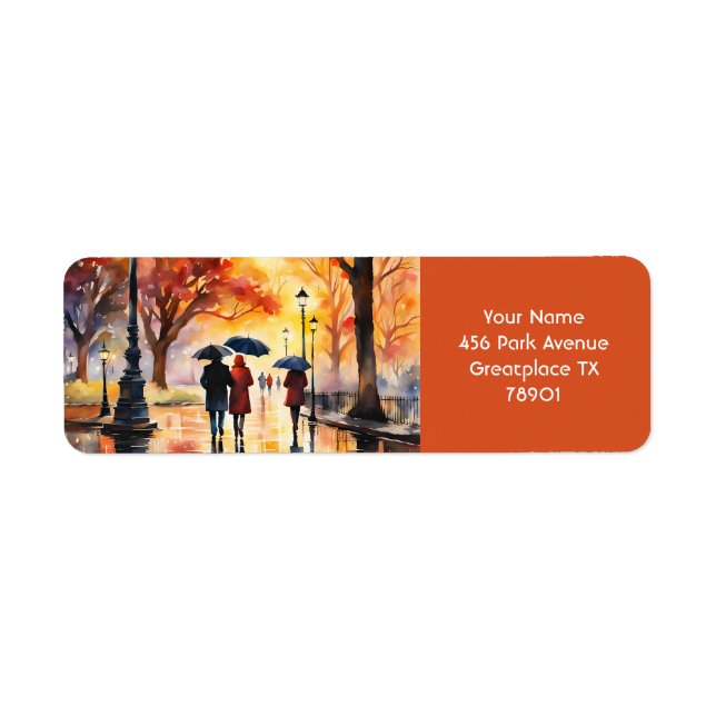 Fantasy Cute Park Fall Rain Label (Front)