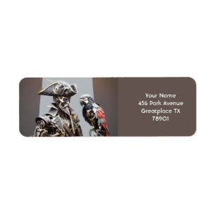 Fantasy Cute Parrot Cyborg Pirate Label