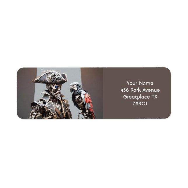 Fantasy Cute Parrot Cyborg Pirate Label (Front)