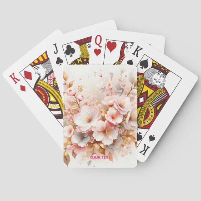 Fantasy Cute Pastel Pink Sakura Poker Cards (Back)