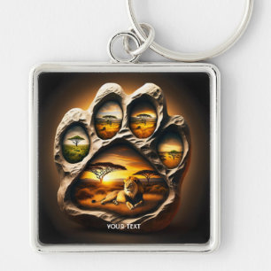 Fantasy Cute Paw Lion Stone Keychain