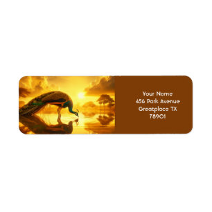 Fantasy Cute Peacock Drinking Water Label
