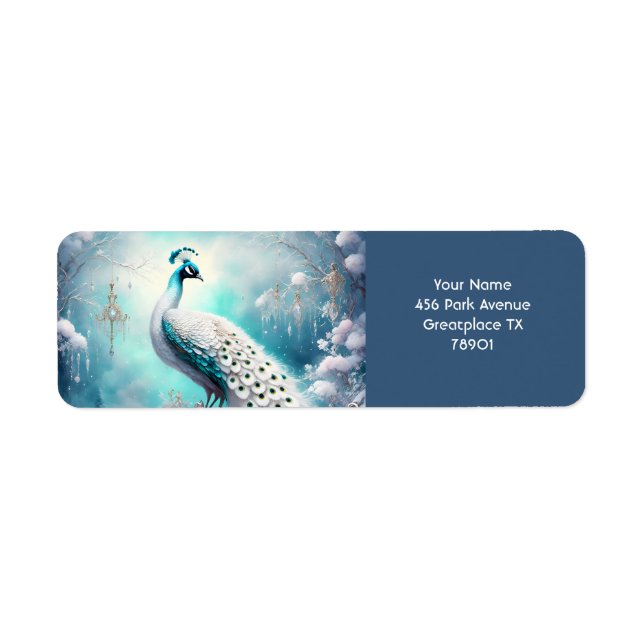 Fantasy Cute Peacock Ice Winter Label (Front)