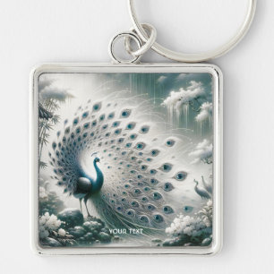 Fantasy Cute Peacock Rain Tree Keychain