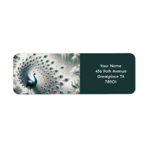 Fantasy Cute Peacock Rain Tree Label