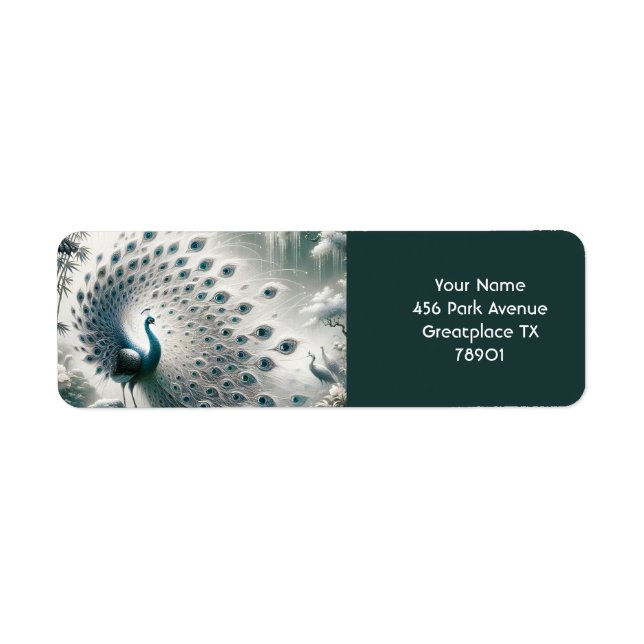 Fantasy Cute Peacock Rain Tree Label (Front)