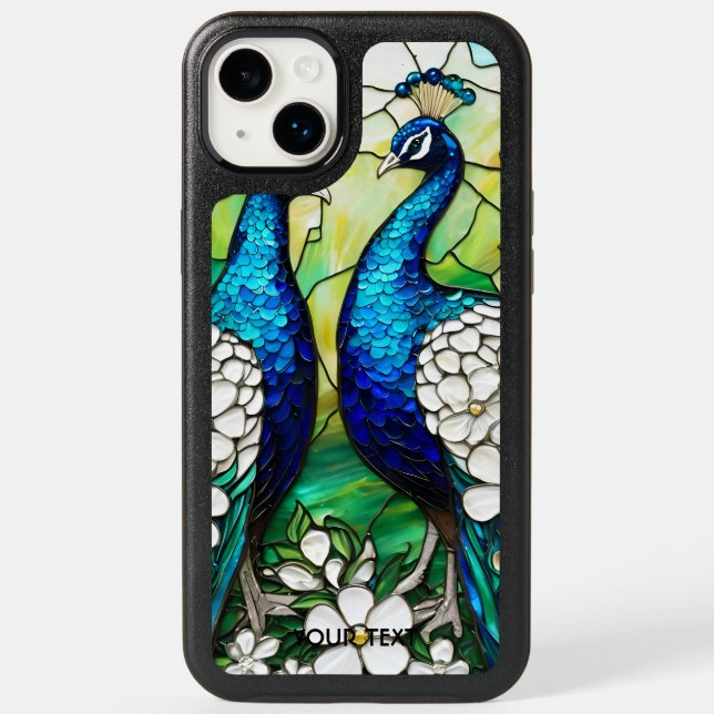 Fantasy Cute Peacock Stained Glass Otterbox iPhone Case (Back)