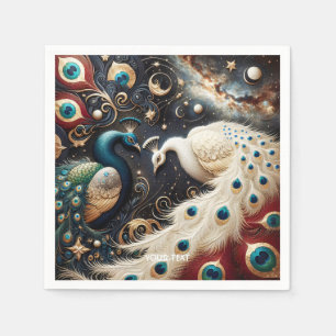 Fantasy Cute  Peacocks Crescent Feathers Napkins
