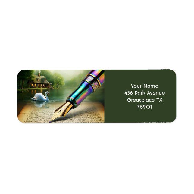 Fantasy Cute Pen Lake Swan Label (Front)