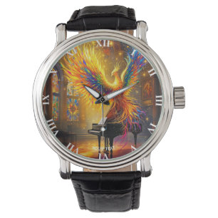 Fantasy Cute Phoenix Playing Piano Watch