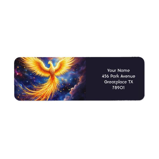 Fantasy Cute Phoenix Stars Space Label (Front)