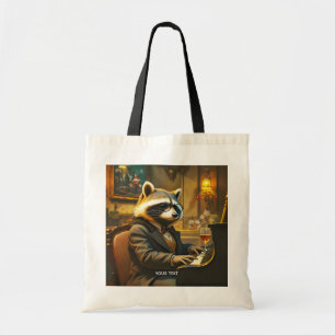 Fantasy Cute Piano Racoon Playing Tote Bag