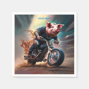 Fantasy Cute Pig Riding Bike Napkins