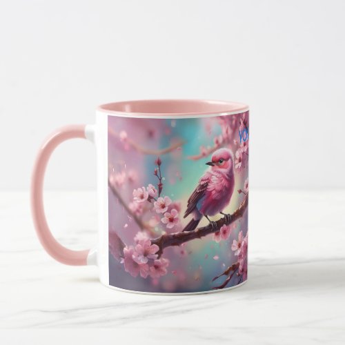 Fantasy Cute Pink Bird Sakura Mug