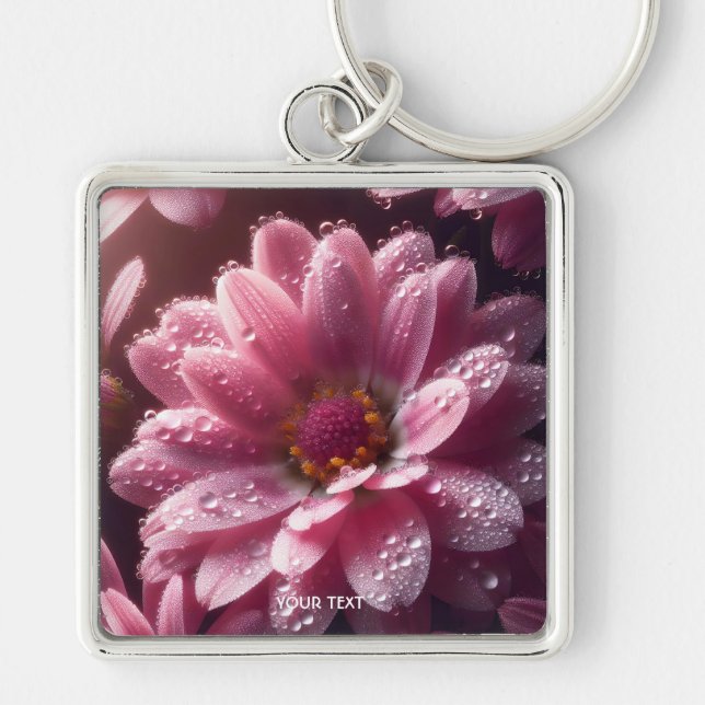 Fantasy Cute Pink Flower Dew Keychain (Front)