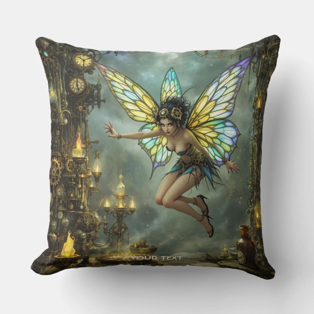 Fantasy Cute Pixie Butterfly Wings Throw Pillow (Front)