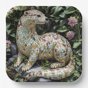 Fantasy Cute Playful Otter Sculpture Paper Plates