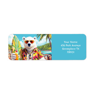 Fantasy Cute Polar Bear Beach  Label