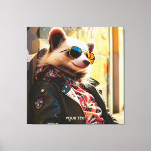 Fantasy Cute Possum Leather Jacket Canvas Print