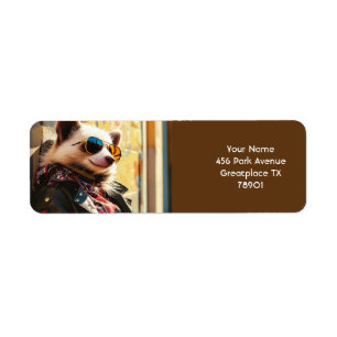 Fantasy Cute Possum Leather Jacket Label