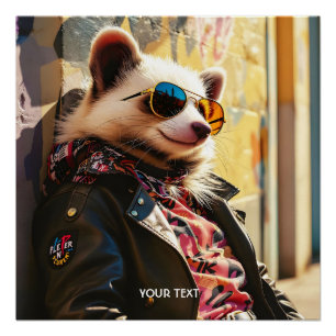 Fantasy Cute Possum Leather Jacket Poster