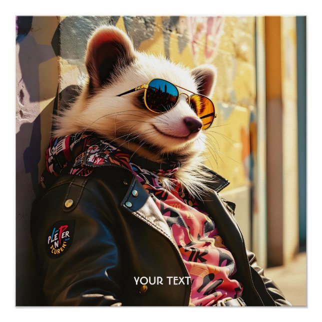 Fantasy Cute Possum Leather Jacket Poster (Front)