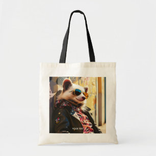 Fantasy Cute Possum Leather Jacket Tote Bag