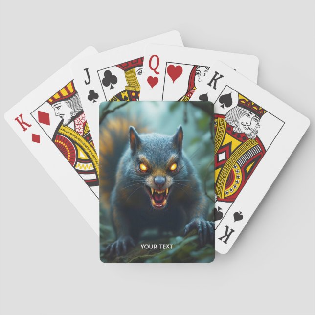 Fantasy Cute Prehistoric Angry Squirrel Poker Cards (Back)