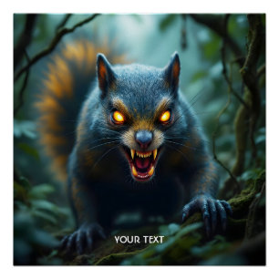 Fantasy Cute Prehistoric Angry Squirrel Poster