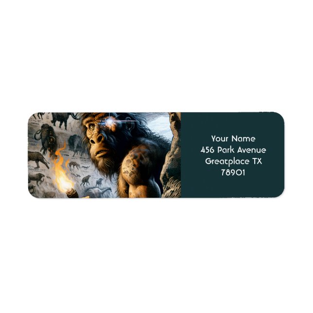 Fantasy Cute Prehistoric Man Drawings Label (Front)