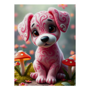 Fantasy cute Puppy Art Poster