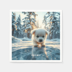 Fantasy Cute Puppy Winter Snow Napkins