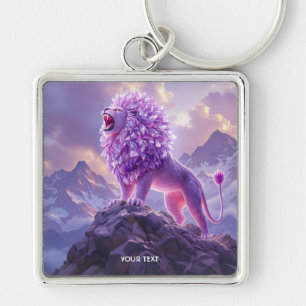 Fantasy Cute Purple Amethyst Lion Keychain