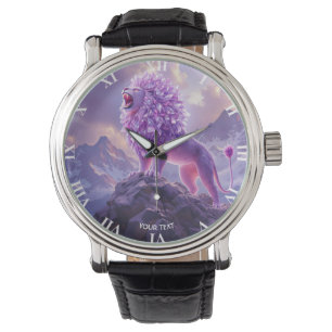 Fantasy Cute Purple Amethyst Lion Watch