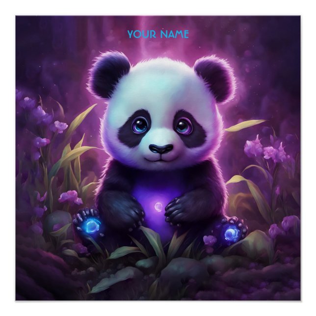 Fantasy Cute Purple Baby Panda Poster (Front)