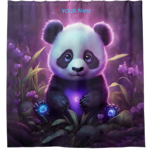 Fantasy Cute Purple Baby Panda Shower Curtain