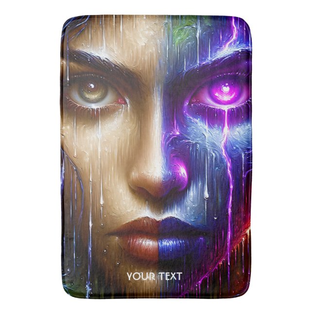 Fantasy Cute Purple Eye Face Bath Mat (Front Vertical)