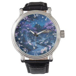 Fantasy Cute Purple Garden Flowers Watch