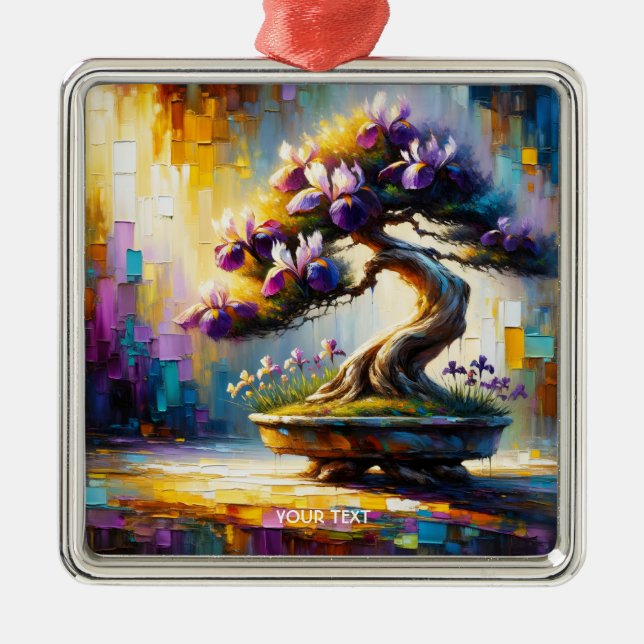 Fantasy Cute Purple Mini Tree Metal Ornament (Front)