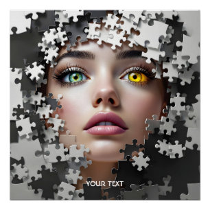 Fantasy Cute Puzzle Girl Face Poster