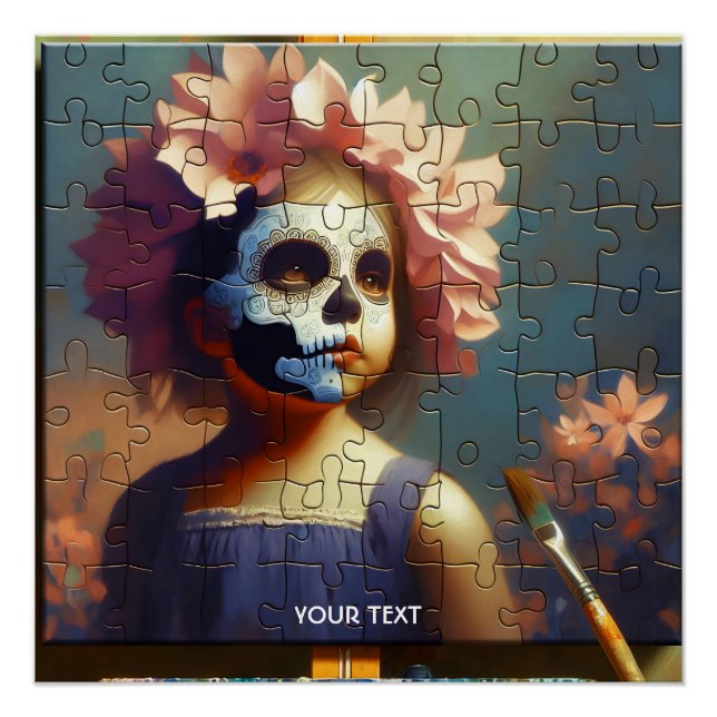 Fantasy Cute Puzzle Girl Flowers Poster (Front)