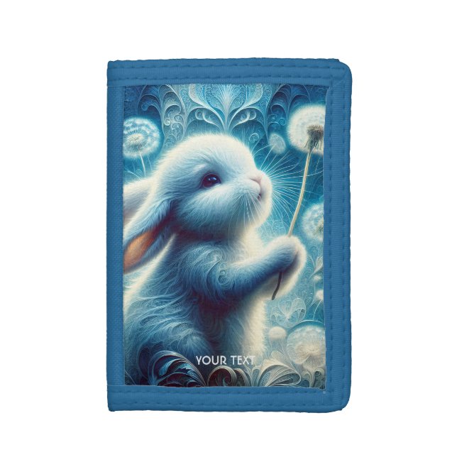 Fantasy Cute Rabbit Bunny Flower Trifold Wallet (Front Vertical)