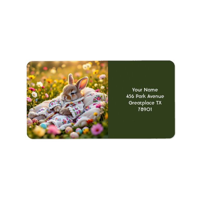 Fantasy Cute Rabbit Painter Flowers Label (Front)