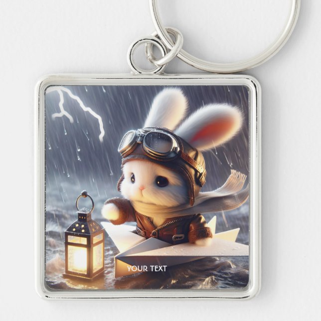 Fantasy Cute Rabbit Post Lantern Keychain (Front)