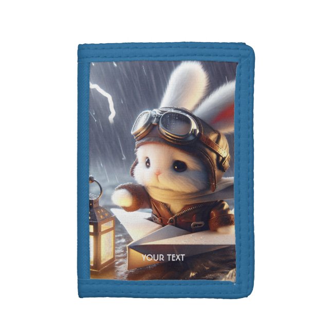 Fantasy Cute Rabbit Post Lantern Trifold Wallet (Front Vertical)