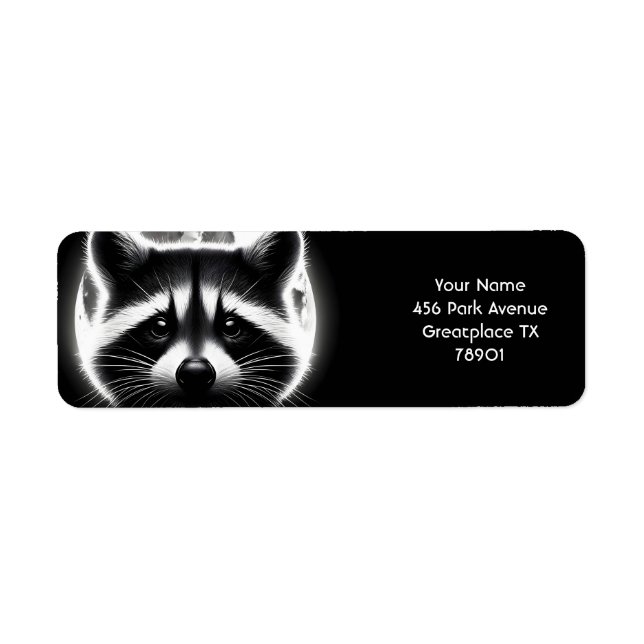 Fantasy Cute Racoon Face Moon Label (Front)